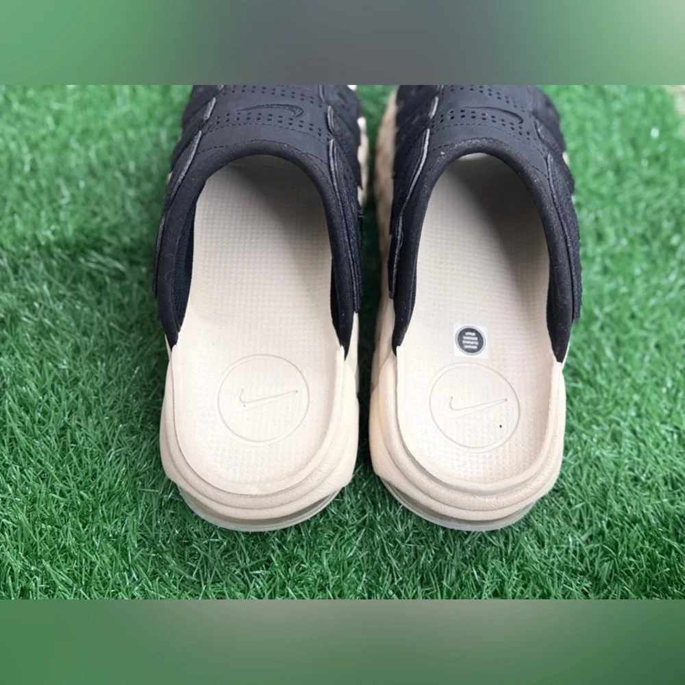 Nike Air More‎ Uptempo Slide Black Sanddrift Iridescent Size 8